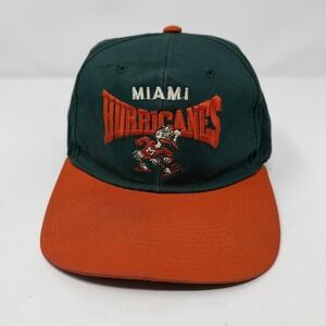 Vintage Miami Hurricanes Hat Cap Snap Back Mens One Size Green NCAA G Cap 90s